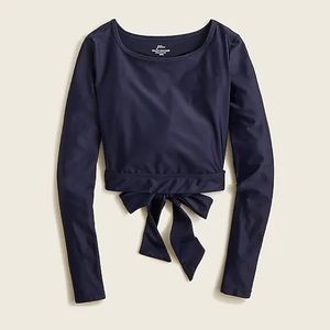 J. Crew cropped dbl wrap black rash guard, size small
